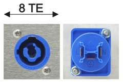 PowerCon, blau, (Netzspannungseingang)