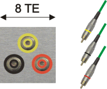 3x Cinch-Buchse gelb/schwarz/rot / Cinch-Stecker gelb/schwarz/rot