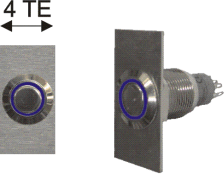 Taster Edelstahl 18/16mm Kontakt 1x UM mit Leuchtring, blau