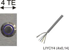 Taster Edelstahl 18/16mm Kontakt 1x UM mit Leuchtring, blau