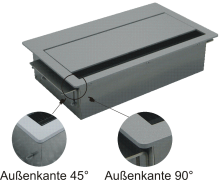 Tischeinbaufeld 28TE Oberfläche 45°/90° RAL9006 Stahl pulverbeschichtet